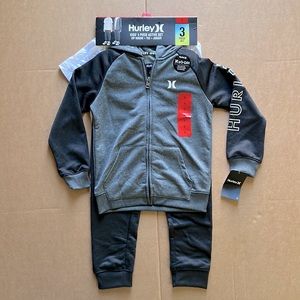 Hurley Kids' 3-Piece Active Set Tee, Hoodie, Jogger